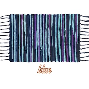 Colorful Boho Rugs, Woven Outdoor Rug, Layering Rug, Boho Decor, Fringe Accent Rug Blue