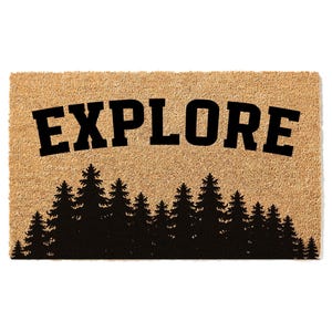 Explore Treeline Doormat, Tree Line Welcome Mat, Mountain Home, Lake House Decor, Cabin Decor, Custom Doormat, Housewarming Gift