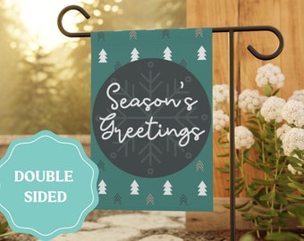 Season's Greetings Holiday Garden Flag, Scandinavian Christmas Decor, Christmas Yard Sign, Double Sided House Banner