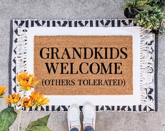 Grandkids Welcome Coir Doormat: Personalized Grandparent Gift