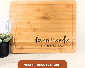 Personalized Cutting Board, Wedding Gift, Bamboo Charcuterie Board, Housewarming Closing Gift Idea. Engraved Gift, Bridal Shower Gift