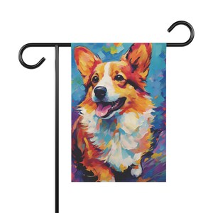 Pembroke Welsh Corgi Yard Flag, Double Sided Garden Flag, Garden Decoration, Outdoor Lawn Decor Aussie Digital Art, Corgi Gift, Dog Portrait