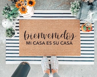 Bienvenidos Doormat, Mi Casa Es Su Casa Door Mat, Hispanic Welcome Mat, Housewarming Gift, Closing Gift, Funny Doormat, Spanish Welcome Mat