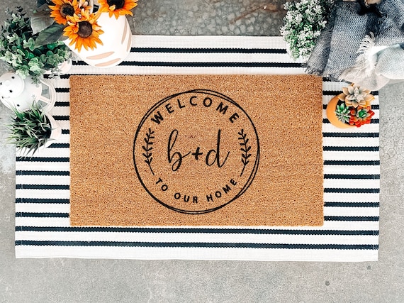 Custom Doormat Housewarming Gift Wedding Gift Idea Welcome to Our Home  Personalized Doormat Initials Doormat Welcome Mat 