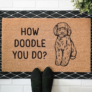 How Doodle You Do Doormat – Funny Labradoodle Welcome Mat, Cute Dog Lover Gift, Entryway Decor for Doodle Owners, Goldendoodle Gift