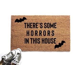 Funny Halloween WAP Doormat, Horrors in This House Welcome Mat, Halloween Decor, Spooky Bats Door Mat