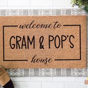 Grandparents Welcome Doormat - Personalized Grandma and Grandpa&#39;s House Door Mat, Custom Grandparent Gift, Nana Papa Gift, Housewarming Gift