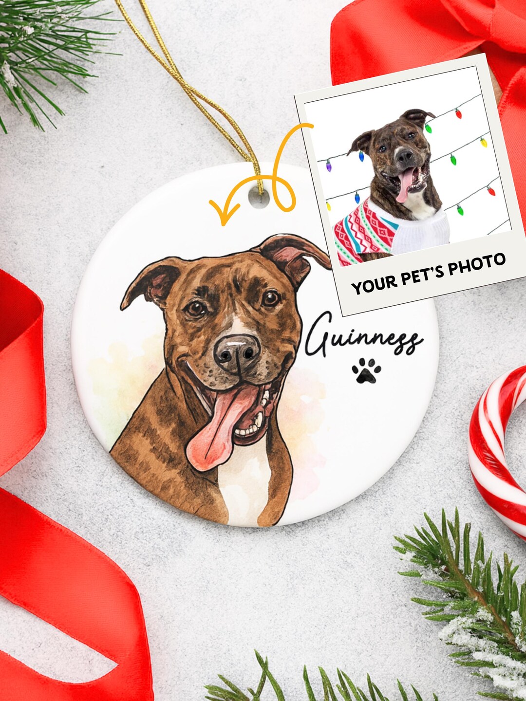 Personalized Pet Portrait Ornament From Photo - Custom Ceramic Pet ...