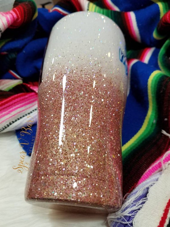 White To Rose Gold Glitter Ombre Cup Tumbler Erin Rose Ombre Etsy