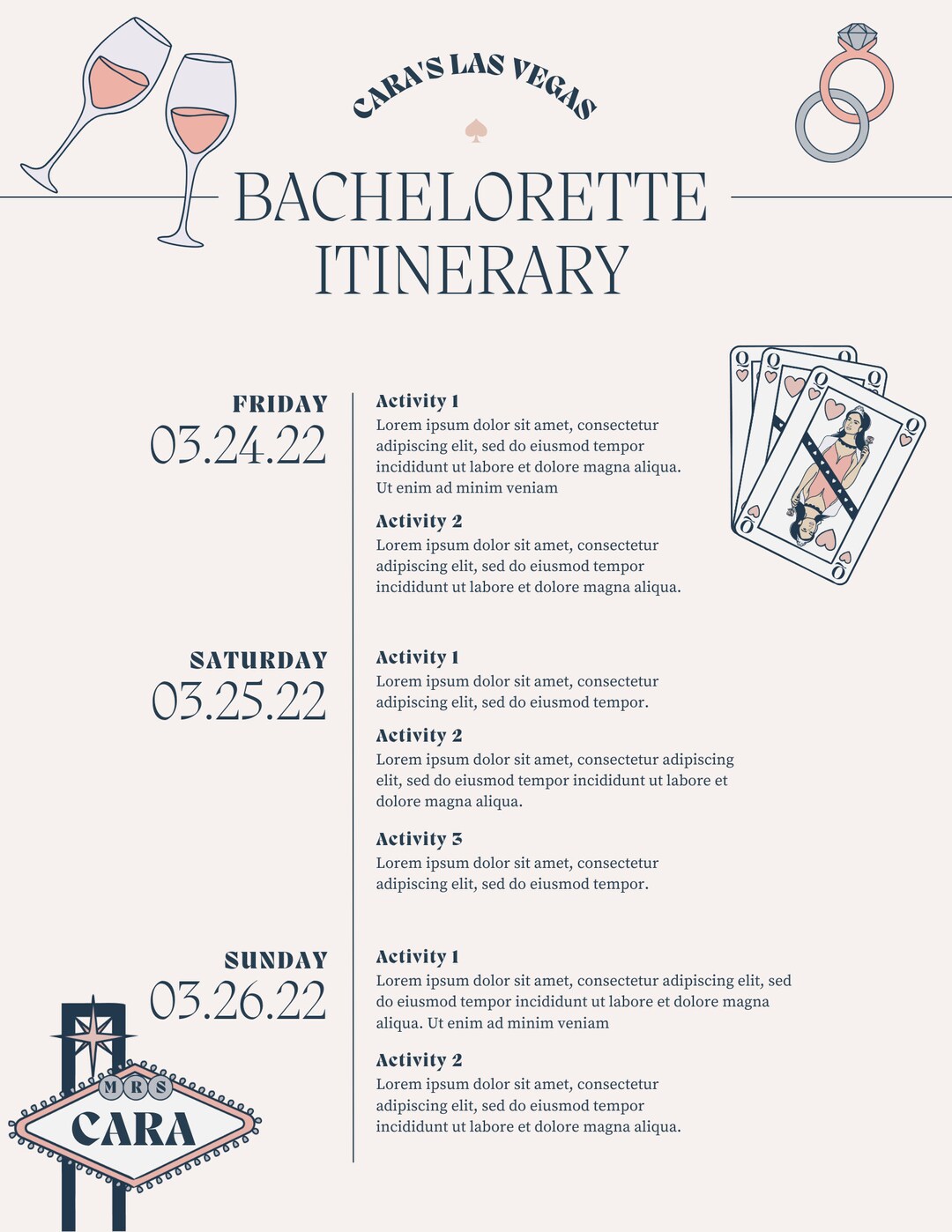 CUSTOMIZABLE Themed Bachelorette Itinerary- With Your Own Theme! - Etsy