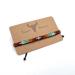 Pulseira de miçangas, pulseira de miçangas do sudoeste, joias do festival do deserto boho, joias do sudoeste, pulseiras de tear trançado
