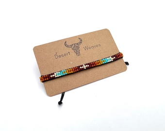 Woven Seed Bead Bracelet, Southwestern Style Jewelry