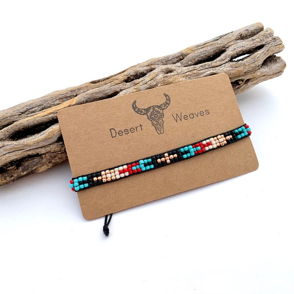 Seed bead bracelet, southwestern beaded bracelets, boho desert vibes, hippie jewelry, southwest inspired, western turquoise colors