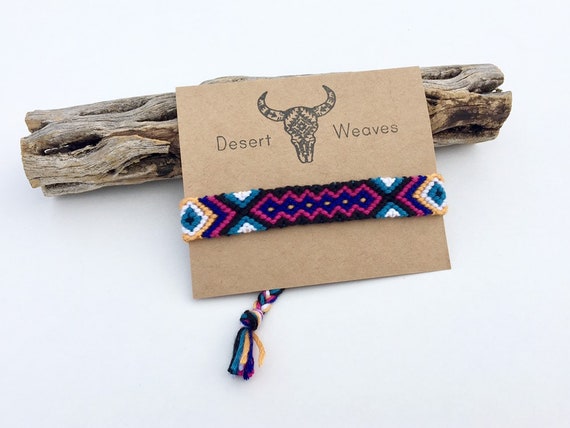Boho tribal anklet woven macrame friendship bracelet cotton | Etsy