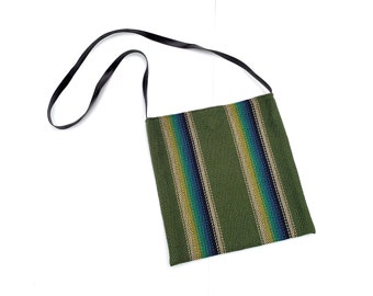 Crossbody bag, southwestern style handbag, baja beach blanket, boho festival vibes, handmade bags, woven striped cotton fabric