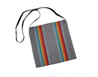 Woven serape bag, cotton baja blanket fabric, southwestern style crossbody bag, boho western handbag, handmade in California