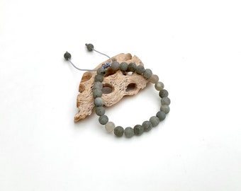 Pulsera de labradorita mate, piedra preciosa con cuentas, estilo bohemio ajustable