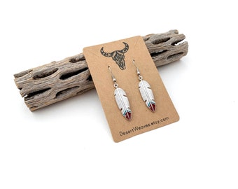 Silver feather earrings, southwestern style jewelry, boho festival earrings, southwest desert vibes, hippie jewelry