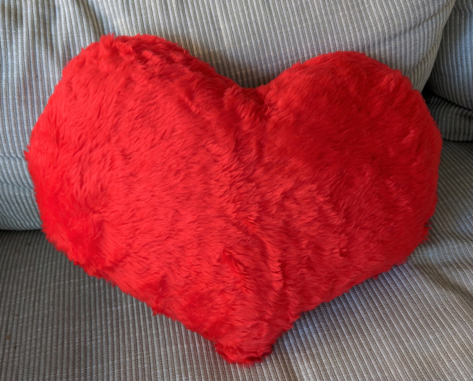 Heart shaped pillow bright red faux fur Etsy