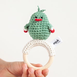 rattle, crochet rattle, gift for baby, gift for newborns, crochet animals, baby, gift, newborn, organic wool image 1