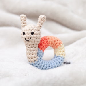 crochet animal rattle, baby toy, handmade snail 'ANNI' image 1