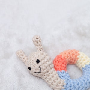 crochet animal rattle, baby toy, handmade snail 'ANNI' image 5