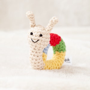 crochet animal rattle, baby toy, handmade snail 'CONNY' image 1