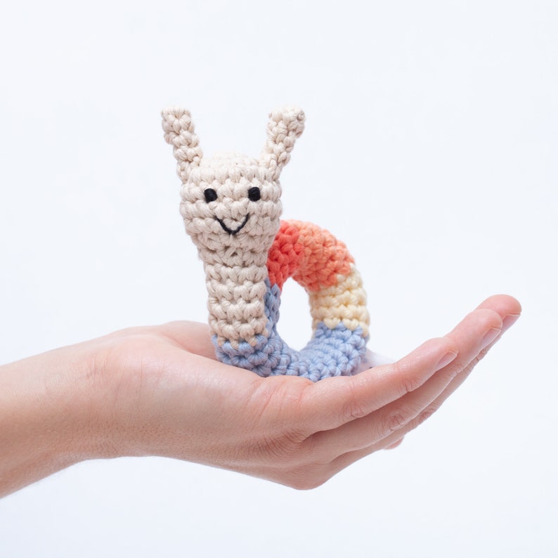 crochet animal rattle, baby toy, handmade snail 'ANNI' image 2