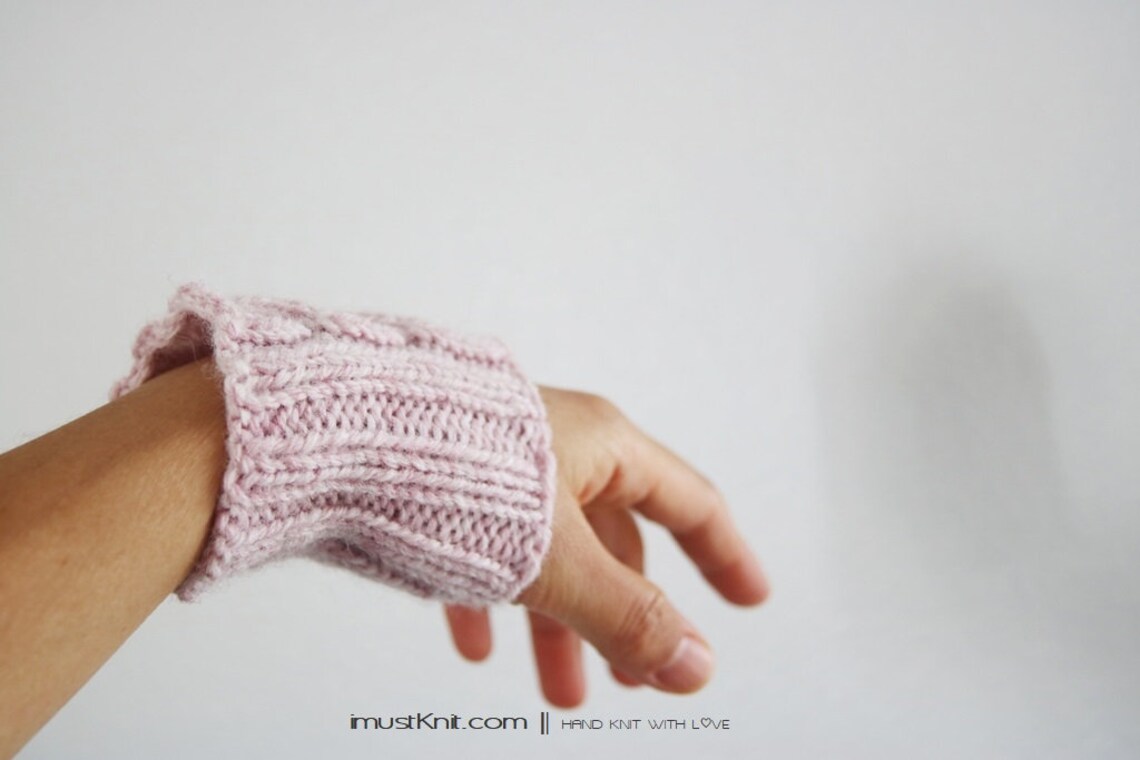 Hand knit wrist cuffs knitted blush wrist warmers wrist Etsy