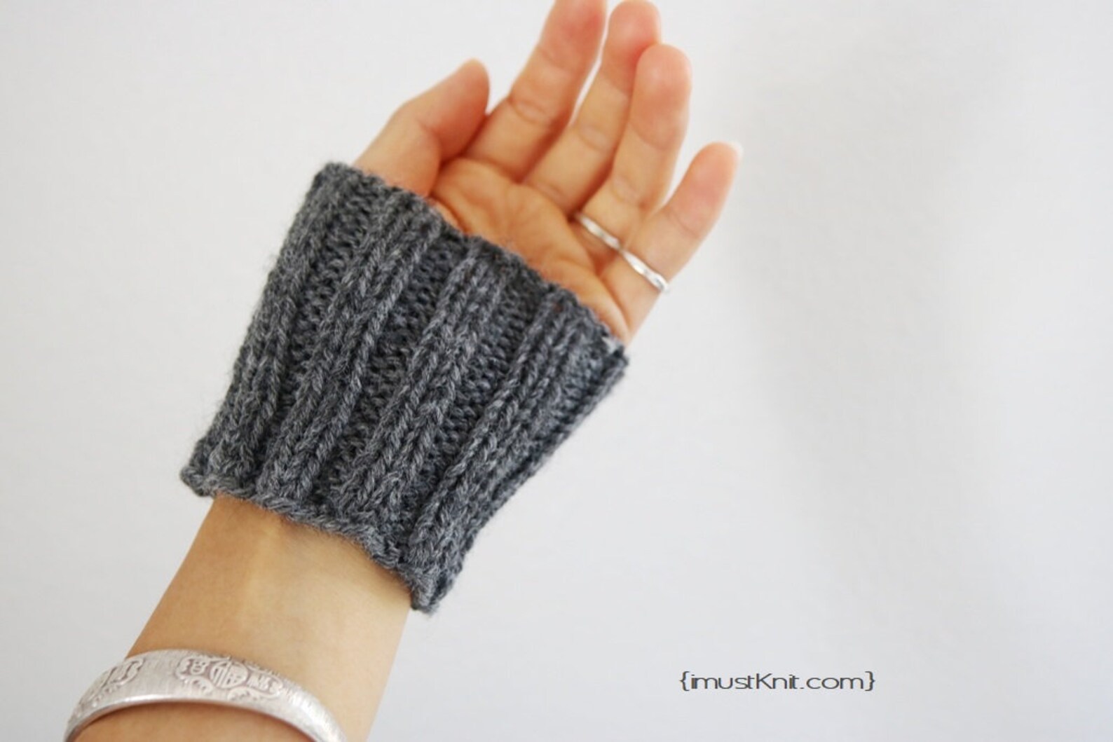 Hand knit wrist cuffs knitted gray wrist warmers wrist Etsy