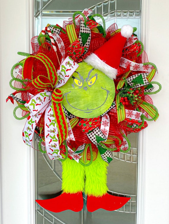 Grinch wreath, grinch Christmas wreath, grinch decor, grinch wreaths