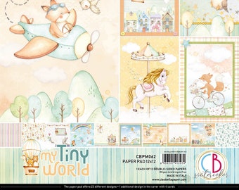 Papier cartonné My Tiny World Ciao Bella 8 x 8 - papier Ciao Bella - papier cartonné 8 x 8 - papier cartonné recto-verso - collection My Tiny World - 28-462