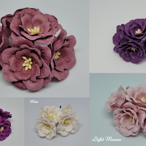 Promlee Flowers 35mm Magnolias 5pk Single Color - Paper Flowers - Embellishments - Mulberry Paper Flowers - Promlee Flower - Magnolia Flower