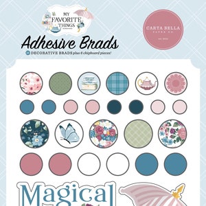 Adhesive Brads My Favorite Things - Carta Bella - Adhesive Brads - Metal Epoxy Adhesive Brads - My Favorite Things Collection - 36-193