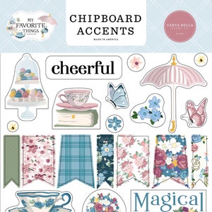 Carta Bella My Favorite Things Chipboard Accents - Spring Chipboard - My Favorite Things Collection - Vacation Chipboard - 36-194