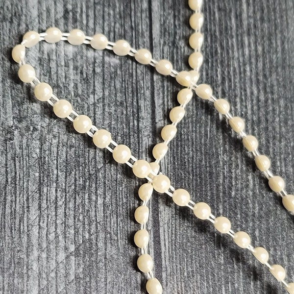 Simplicity 1 YARD Ivory 6mm Half Pearls - Ivory Half Pearl Strand - Decorative Pearls - Off White Pearls - Half Pearl Strand - 4-002