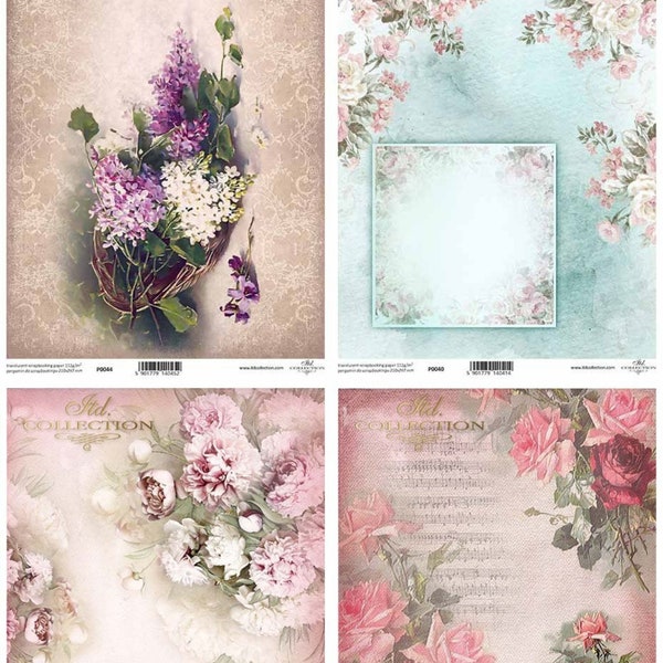 ITD Collection Translucent Parchment - Floral Compositions - Vellum Paper - Translucent Vellum Paper - Transparent Flower Paper