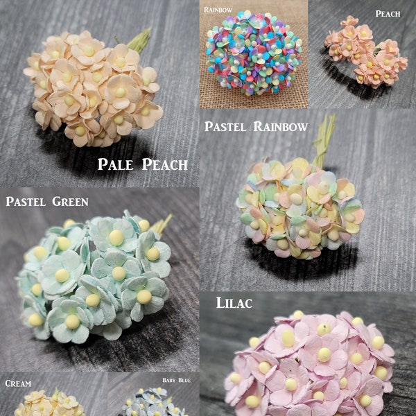 Promlee Flowers 10mm #2 Mini Sweetheart Blossoms 20pk - Flower Embellishments - Mulberry Flowers - Miniature Sweetheart Blossoms