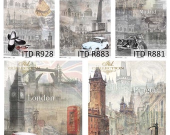 2 Serviettes papier Icônes Londres Decoupage Paper Napkins London Icons 