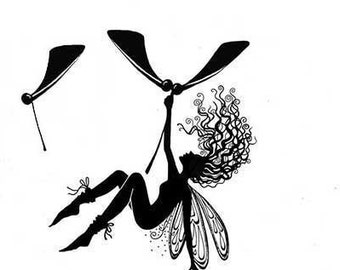 Lavinia Stamps Autumn Fall (Large) - Falling Fairy Stamp - Clear Cling Stamp - Fairy Cling Stamp - Fairy Stamp - Fairy Silhouette - 12-202