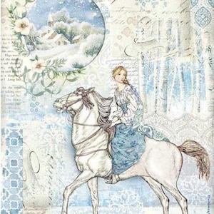 Stamperia A4 Winter Tales Horse Rice Paper - Decoupage Rice Paper - Stamperia Winter Tales - Horse Rice Paper - Winter Tales Paper - 23-548