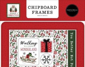 Carta Bella Home For Christmas Chipboard Frames - Christmas Chipboard - Holiday Frames - Home For Christmas Collection - 36-143
