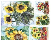 ITD Collection Sunflower Rice Paper - Flower Rice Paper - Sunflower Painting Rice Paper - ITD R1225 - Decoupage Rice Paper - 31-024