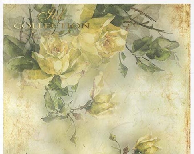 ITD Collection Yellow Rose Rice Paper - Flower Rice Paper - Yellow ...