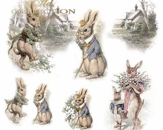 Easter, Bunny Decoupage Paper SOFT Decoupage Paper ITD Collection Soft