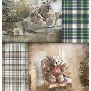 ITD Collection Teddy bear, teddy bears, Christmas tree, Christmas, Christmas, Christmas plaid - Teddy Bear Rice Paper - 31-255