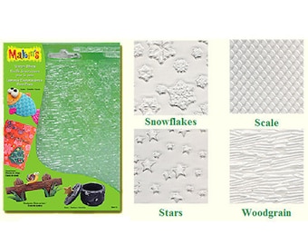 Makins Texture Sheet Set D - Polymer Clay Tools - Makins Texture Sheet - Snowflake Texture - Stars Texture - LAST CHANCE - 13-163