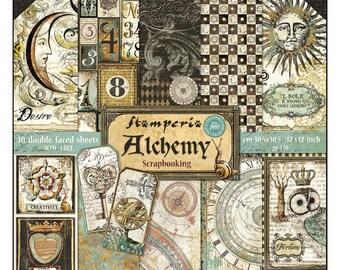 Alchemy Etsy - stamperia alchemy paper pack double sided paper 12x12 paper 12 x 12 alchemy paper card stock paper scrapbook paper 23 156