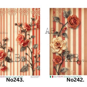 ABStudio Carte Italiano A4 Decoupage Rice Papers - Decoupage Papers - Rice Papers - A4 Papers - Red Floral Papers - Background Rice Papers