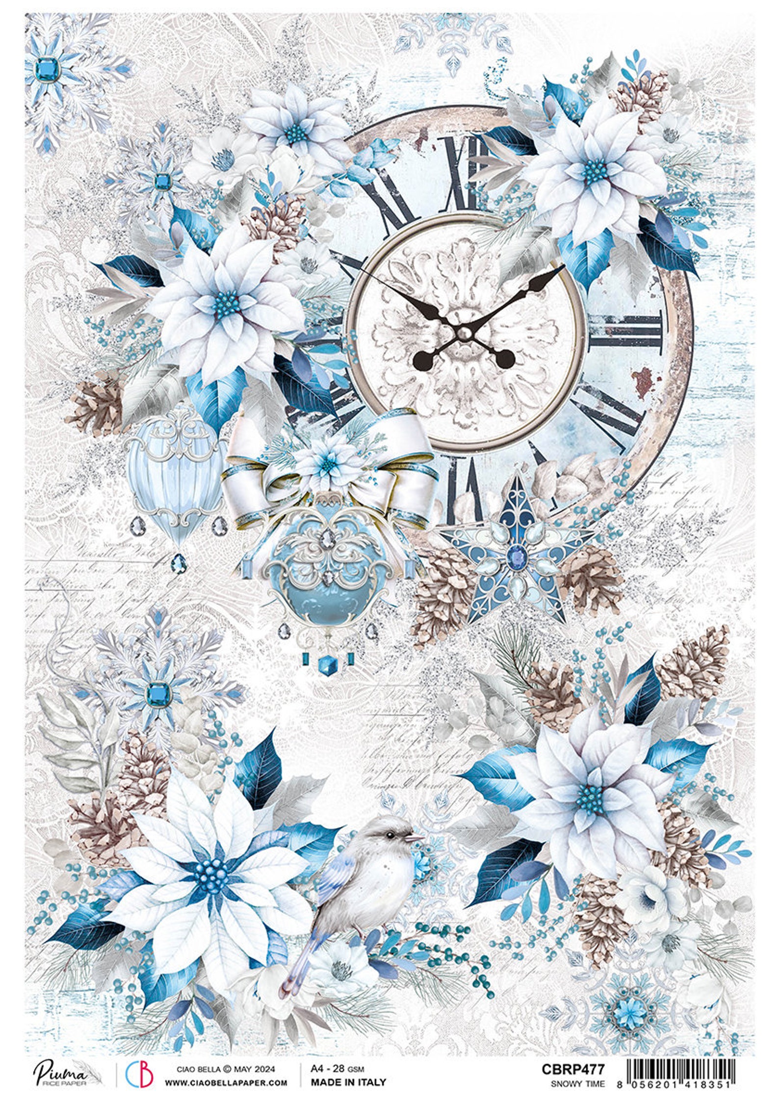 Ciao Bella Elegance of Blue A4 Rice Paper - Decoupage Rice Paper ...